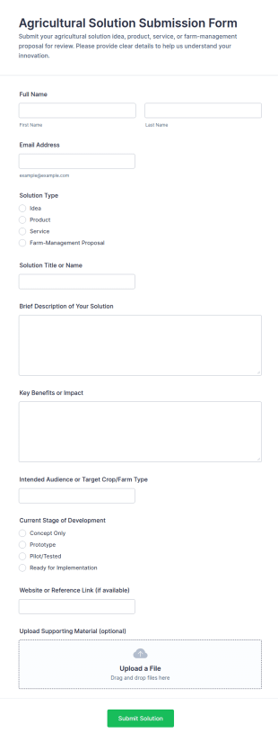 Agricultural Solution Submission Form Template