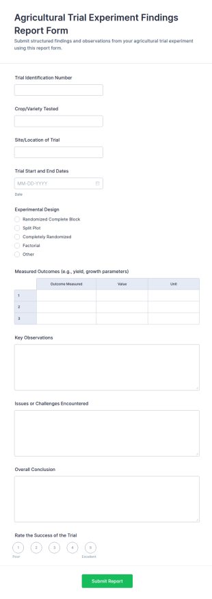 Agricultural Trial Experiment Findings Report Form Template