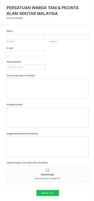 Agriculture Activities Information Request Form Template