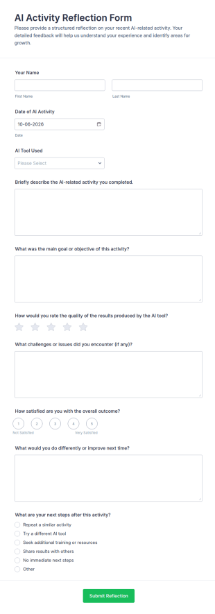 AI Activity Reflection Form Template