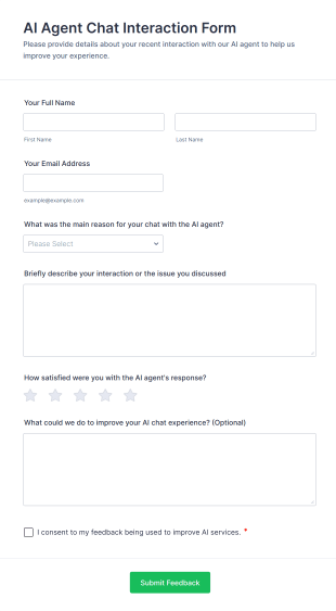 AI Agent Chat Interaction Form Template