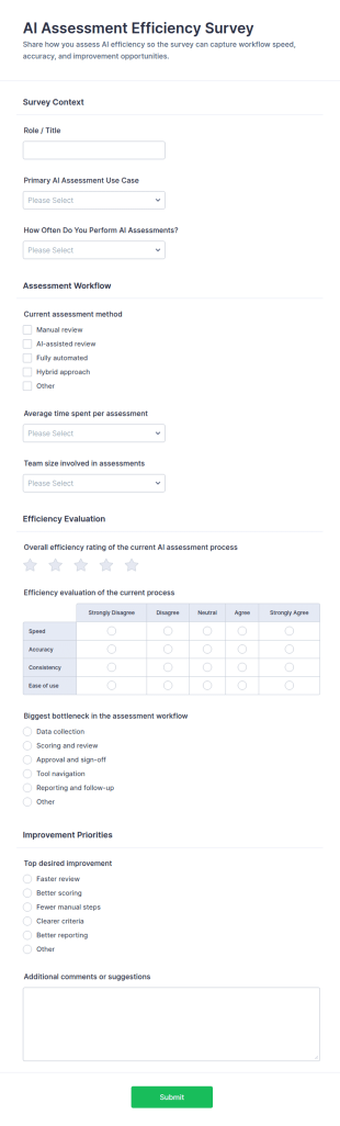 AI Assessment Efficiency Survey Form Template
