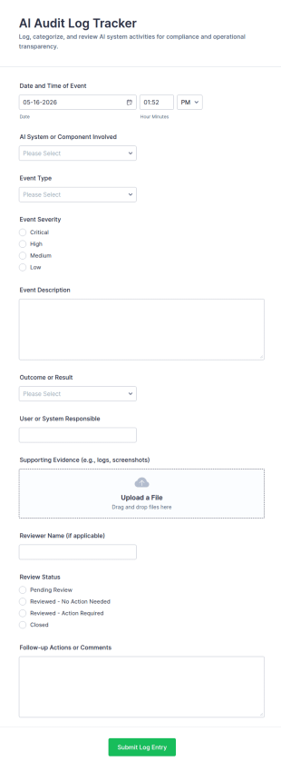 AI Audit Log Tracker Form Template