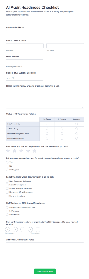 AI Audit Readiness Checklist Form Template