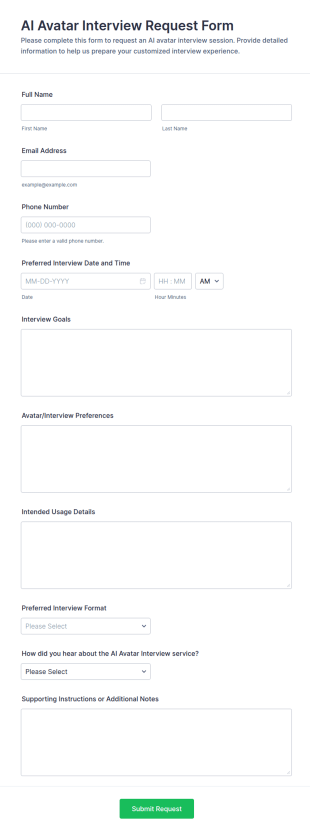 AI Avatar Interview Request Form Template