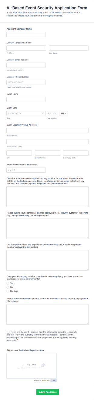 AI Based Event Security Application Form Template