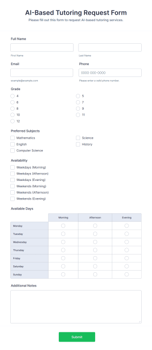 AI Based Tutoring Request Form Template