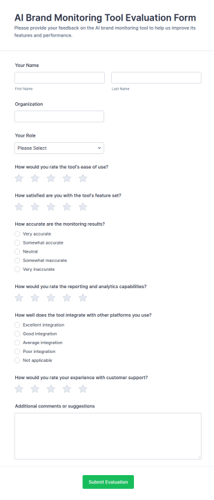 AI Brand Monitoring Tool Evaluation Form Template