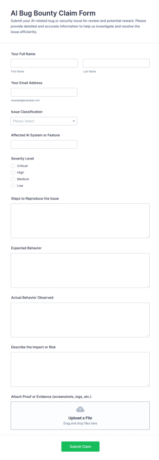 AI Bug Bounty Claim Form Template