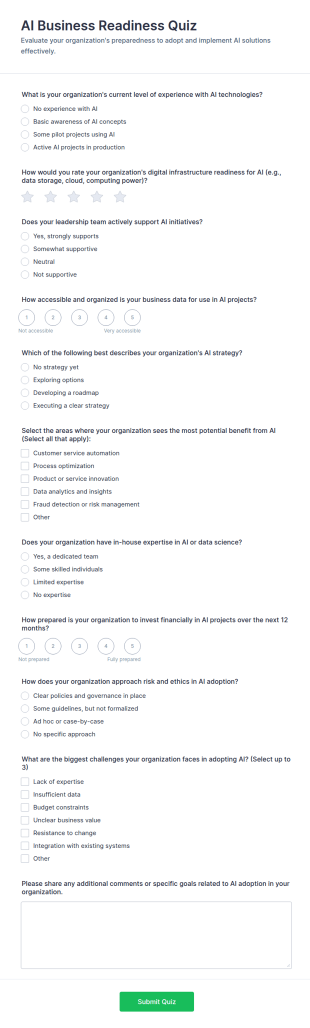 AI Business Readiness Quiz Form Template