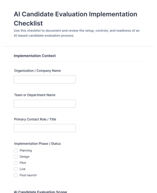 AI Candidate Evaluation Implementation Checklist Form Template
