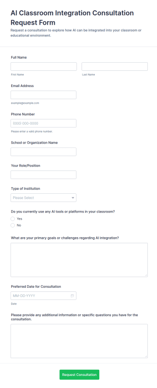 AI Classroom Integration Consultation Request Form Template