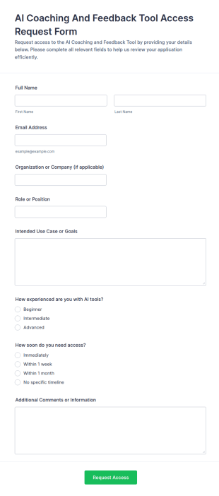 AI Coaching And Feedback Tool Access Request Form Template