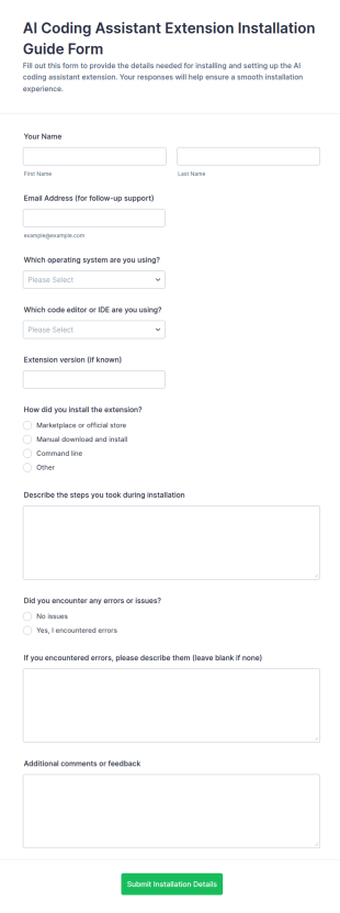 AI Coding Assistant Extension Installation Guide Form Template