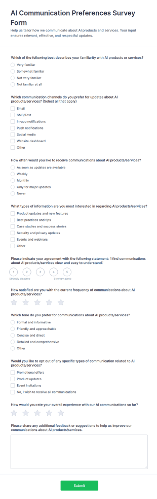AI Communication Preferences Survey Form Template