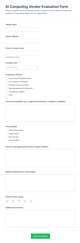 AI Computing Vendor Evaluation Form Template