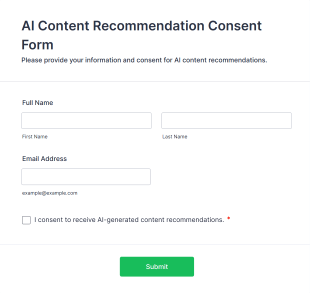 AI Content Recommendation Consent Form Form Template
