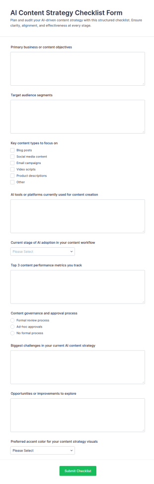 AI Content Strategy Checklist Form Template
