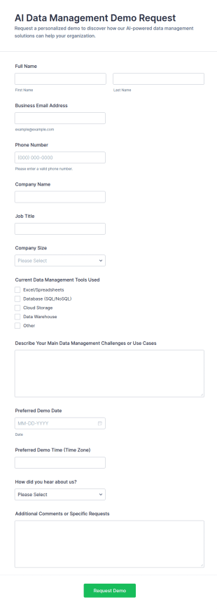 AI Data Management Demo Request Form Template