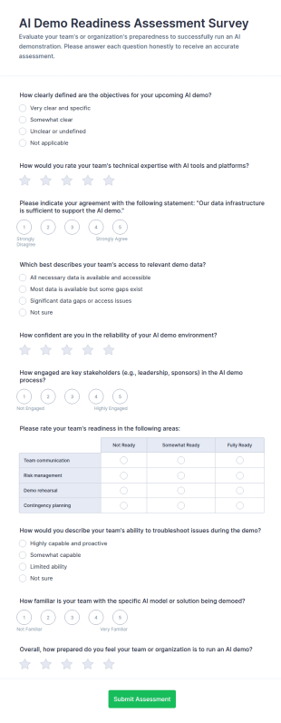 AI Demo Readiness Assessment Survey Form Template