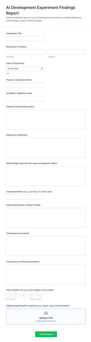 AI Development Experiment Findings Report Form Template