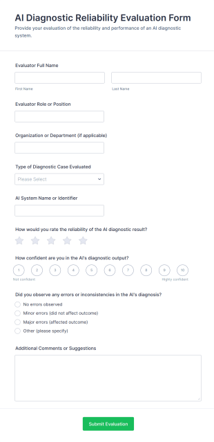 AI Diagnostic Reliability Evaluation Form Template