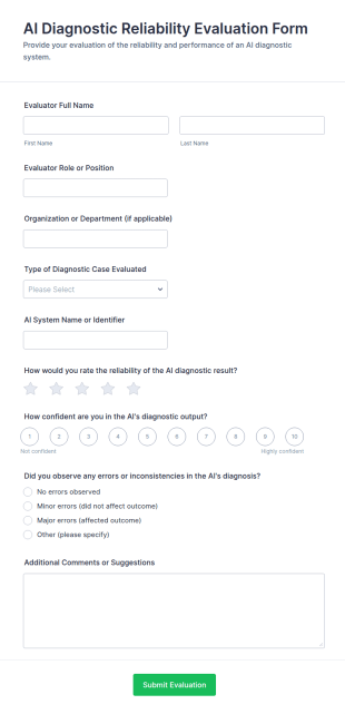 AI Diagnostic Reliability Evaluation Form Template