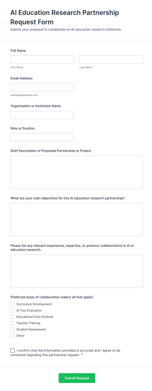 AI Education Research Partnership Request Form Template
