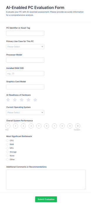 AI Enabled PC Evaluation Form Template
