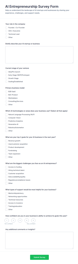 AI Entrepreneurship Survey Form Template