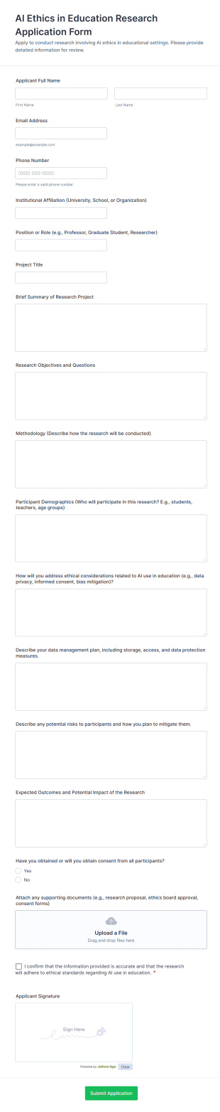 AI Ethics In Education Research Application Form Form Template