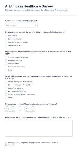 AI Ethics In Healthcare Survey Form Template