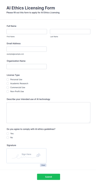 AI Ethics Licensing Form Template