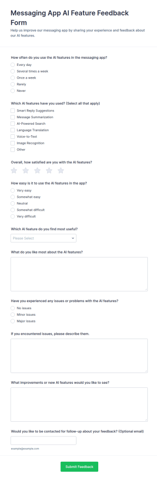 AI Feature Feedback Form Template