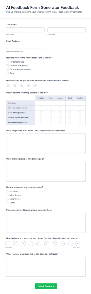 AI Feedback Form Generator Feedback Form