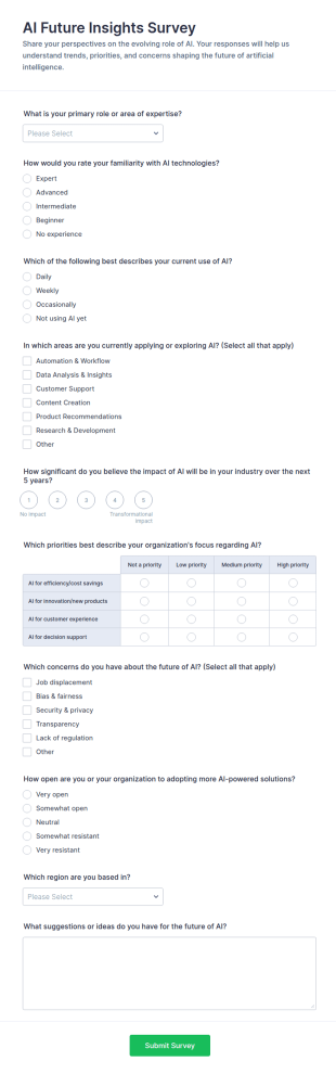 AI Future Insights Survey Form Template