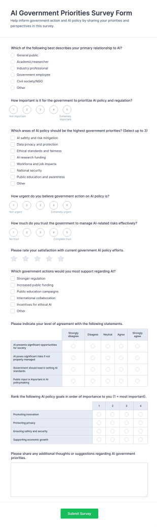 AI Government Priorities Survey Form Template