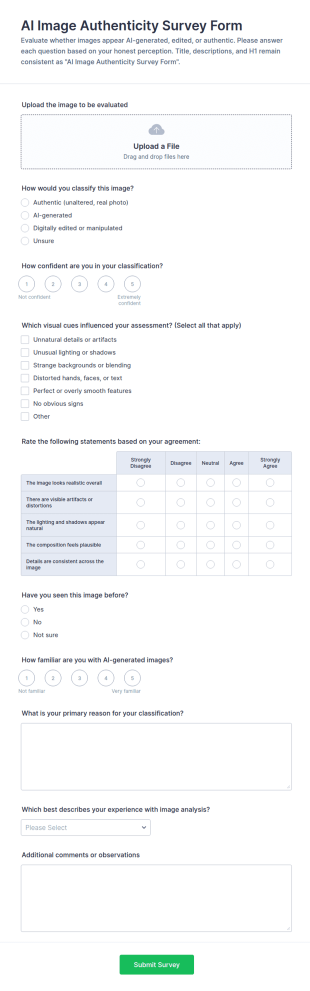 AI Image Authenticity Survey Form Template