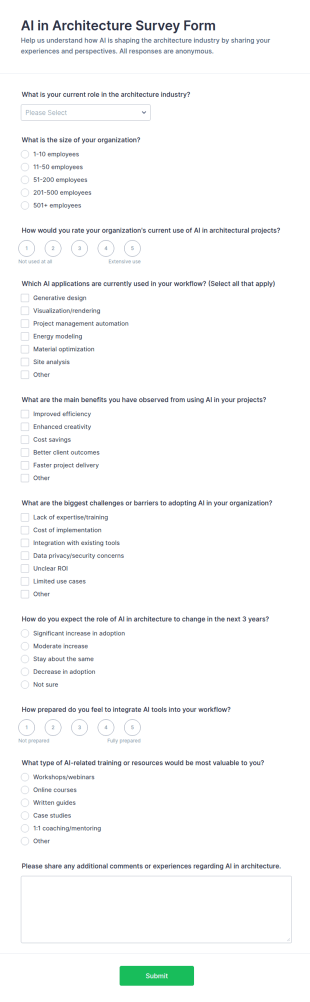 AI In Architecture Survey Form Template