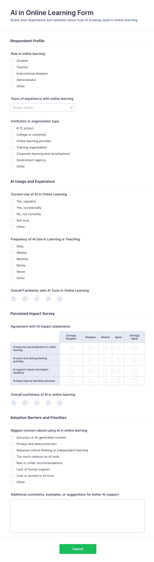 AI In Online Learning Survey Form Template