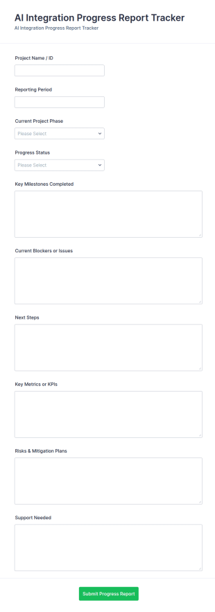 AI Integration Progress Report Tracker Form Template