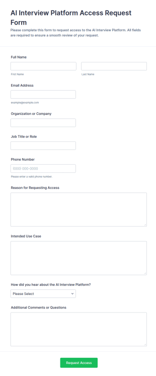 AI Interview Platform Access Request Form Template