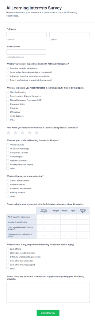 AI Learning Interests Survey Form Template