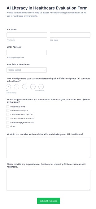AI Literacy In Healthcare Evaluation Form Template
