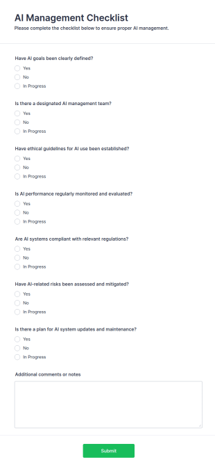 AI Management Checklist Form Template
