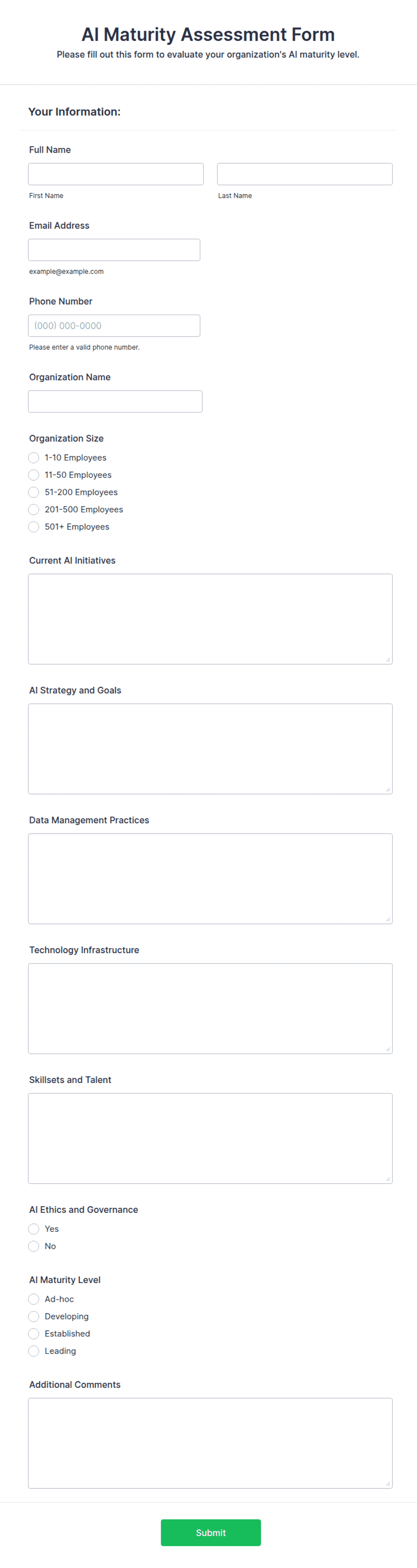 AI Maturity Assessment Form Template | Jotform