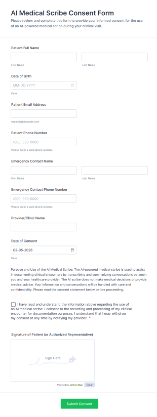 AI Medical Scribe Consent Form Template