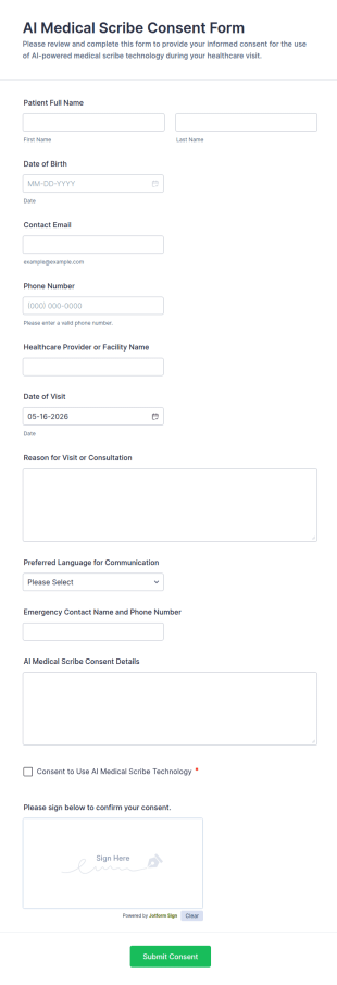 AI Medical Scribe Consent Form Template