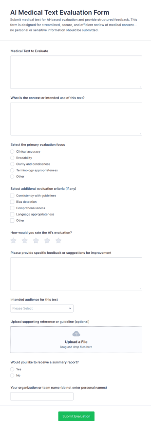 AI Medical Text Evaluation Form Template
