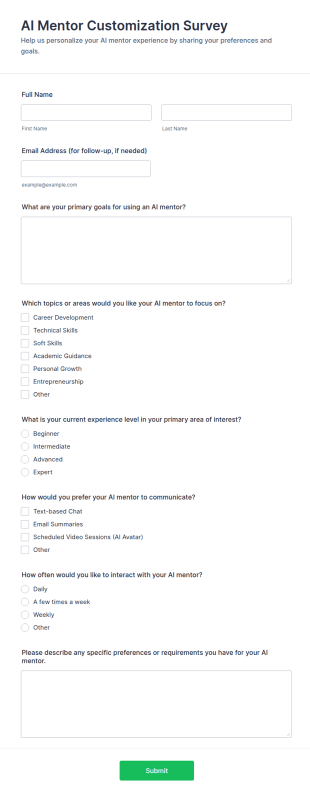 AI Mentor Customization Survey Form Template